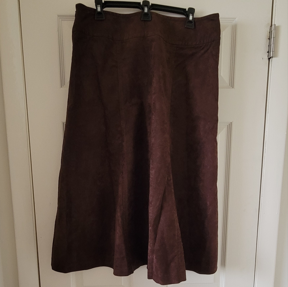 Vintage Liz Claiborne Size 14 Chocolate Brown Suede Skirt